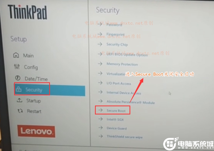 進入secure boot選項關閉安全啟動